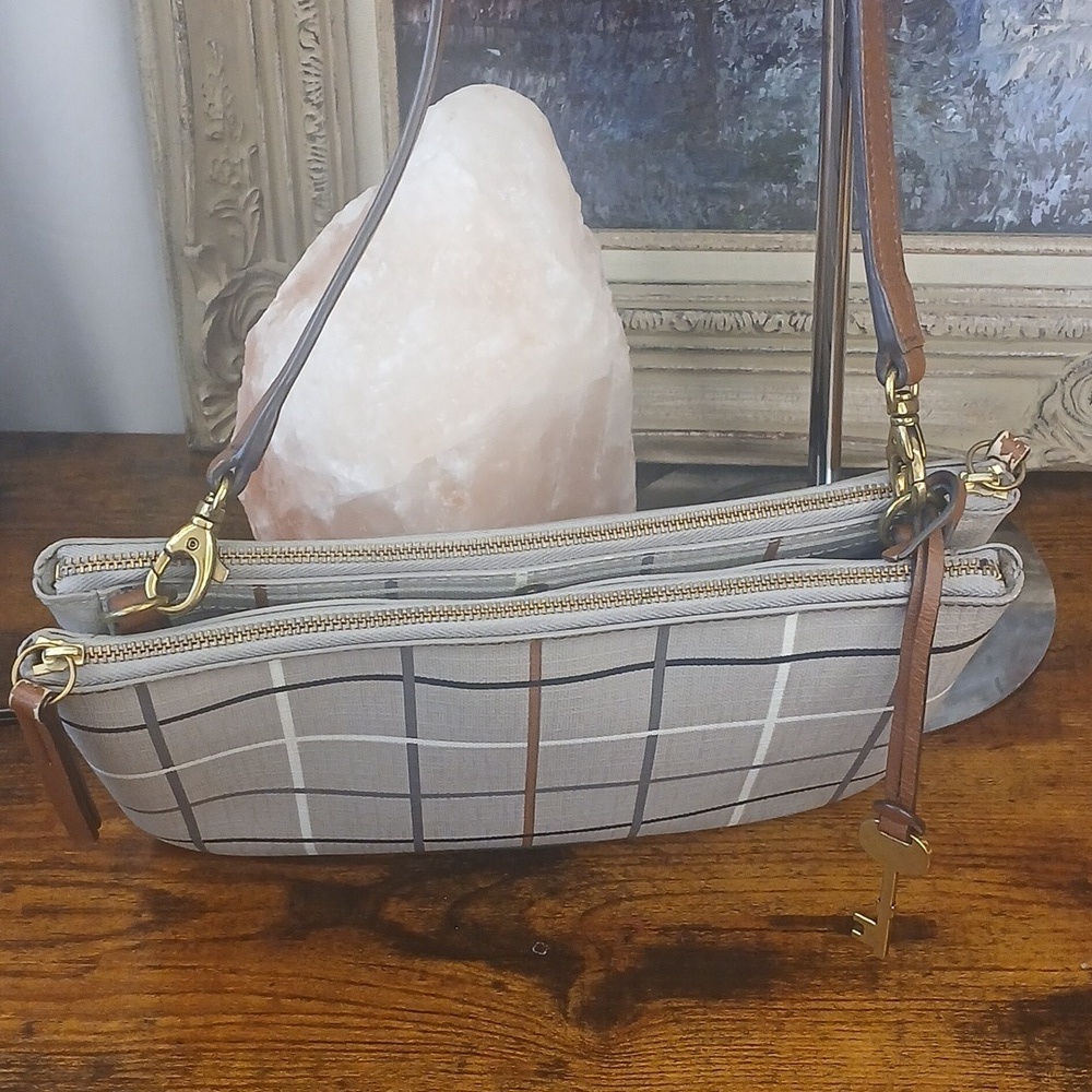 FIRM!!!! Fossil Women's Beige Plaid Shoulder Bag - Picture 6 of 17